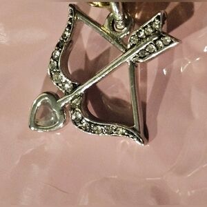 Juicy couture Valentine Bow and Arrow Charm Love Cupid Heart Pave Rhinestone EUC